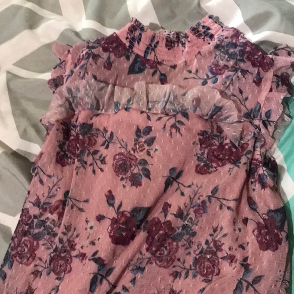 No boundaries 11-13 floral print turtleneck
